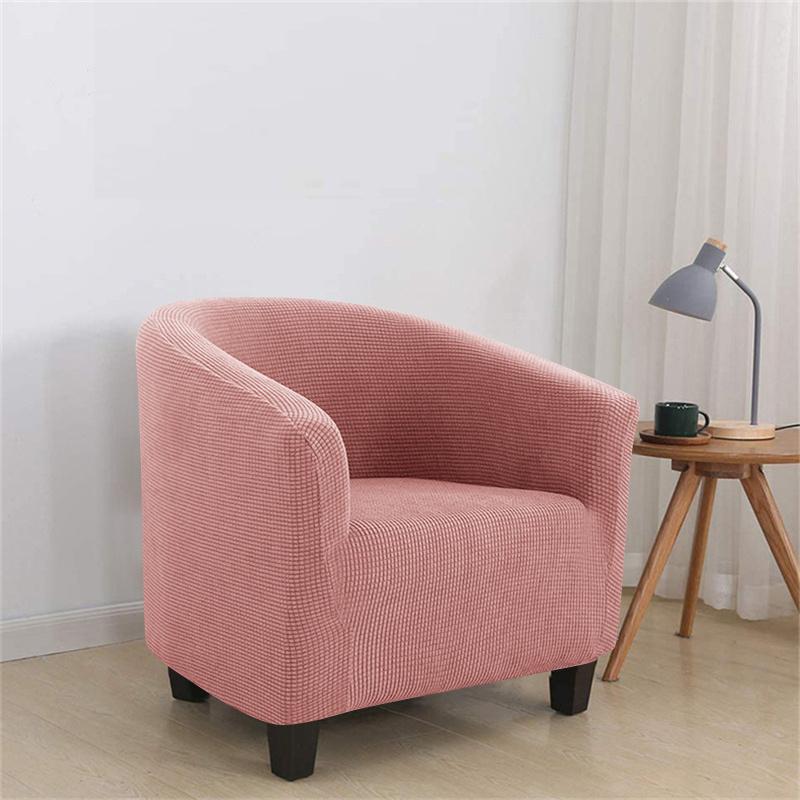 1PC Elastic Club Chair Slipcover Polar Fleece Armchair Cover Solid Color Single Tub Sofa Cover for Living Room Bar Home Hotel