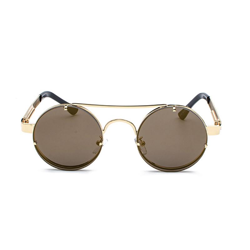 Metal Round Steampunk Rimless Sunglasses