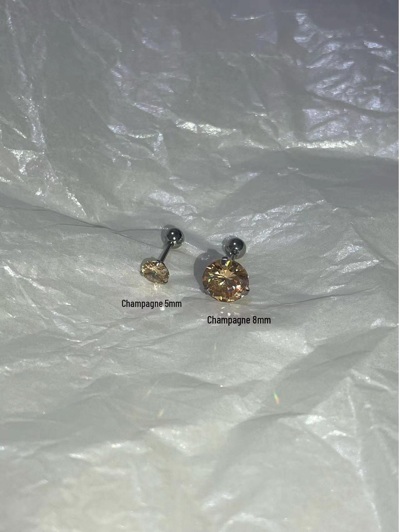 Серьги из титановой стали с цветным цирконием: Женские кохлеарные штифты с винтовым креплением, без выцветания