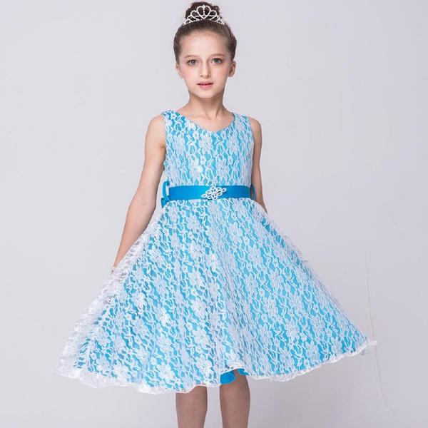 New Girls Party Prom Dress Children Lace Flower Children Girls Elegant Wedding Ceremony Birthday Dresses Teen Prom Dresses