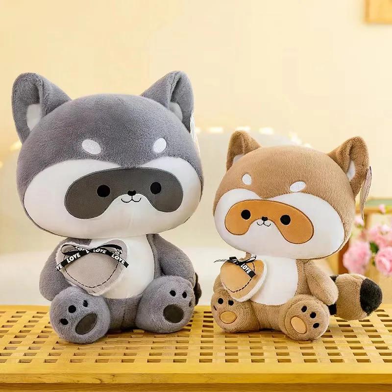25/30/40cm Stupid and Cute Heart To Heart Raccoon Doll Plush Toy Soft Stuffed Children's Gift