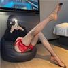 Sex Stockings Lace Black Silk Contrasting Color Red Edge Stockings Knee Socks Pure Net Socks Free Stockings