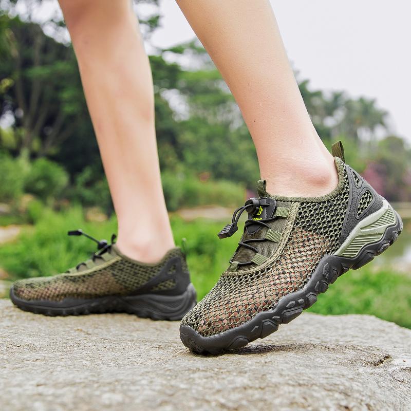 Outdoor Hiking Shoes Breathable Water Shoes Anti Slip Soft Sole Mesh Casual Plus Size 39-47