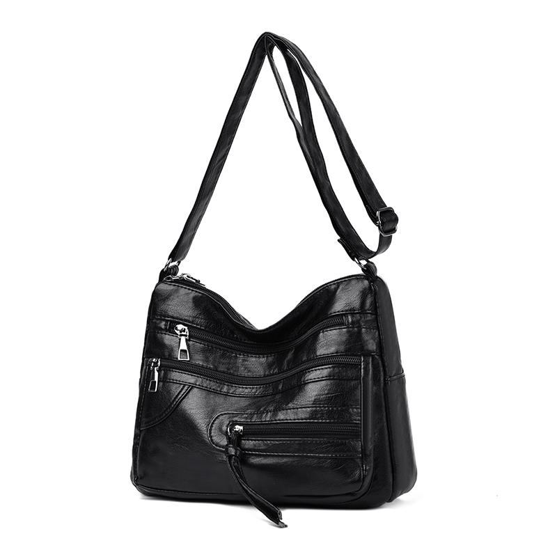 Large Capacity Women's Solid Color Shoulder Bag Multi-Layer Crossbody Bag Multi-Functional Mother Bag
