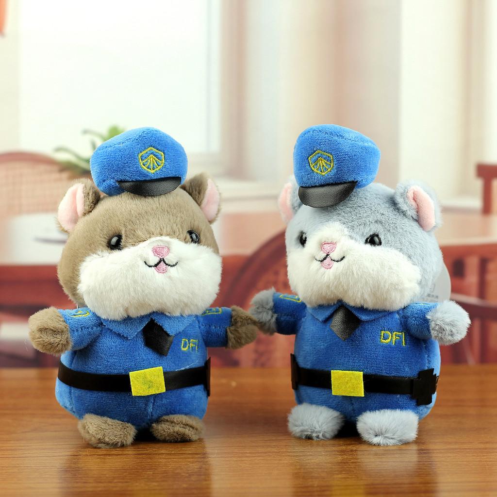 Cute Police Hamster Plush Keychain Kids Gift For Bag Decor