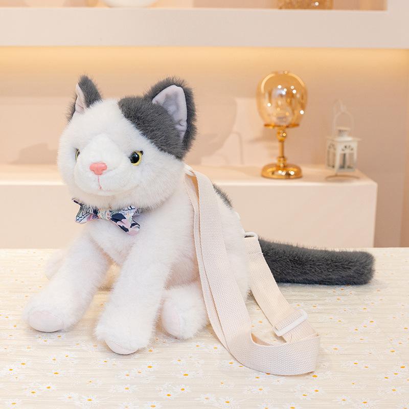 Cute Simulation Kitten Doll Plush Toy Cat Bag Girls Messenger Bag Children Soothing Doll