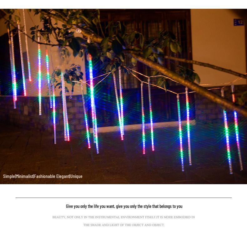 Colorful Solar LED Meteor Shower Patio Lights - Waterproof Outdoor Fairy String Lights