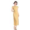 New Chinese style young yellow cheongsam bubble jacquard 1011 summer daily girly beautiful dress