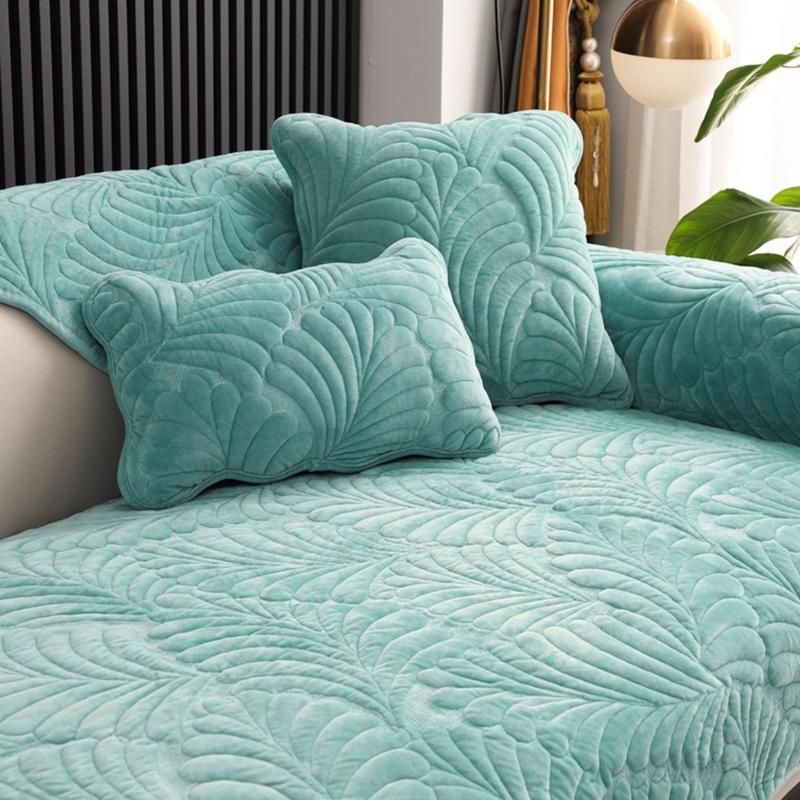 Simple Winter Short Plush Sofa Cushion Home Living Room Decoration Anti Slip Thick Backrest Towel Soft Comfortable Multi-color Printed Sofa Cover
