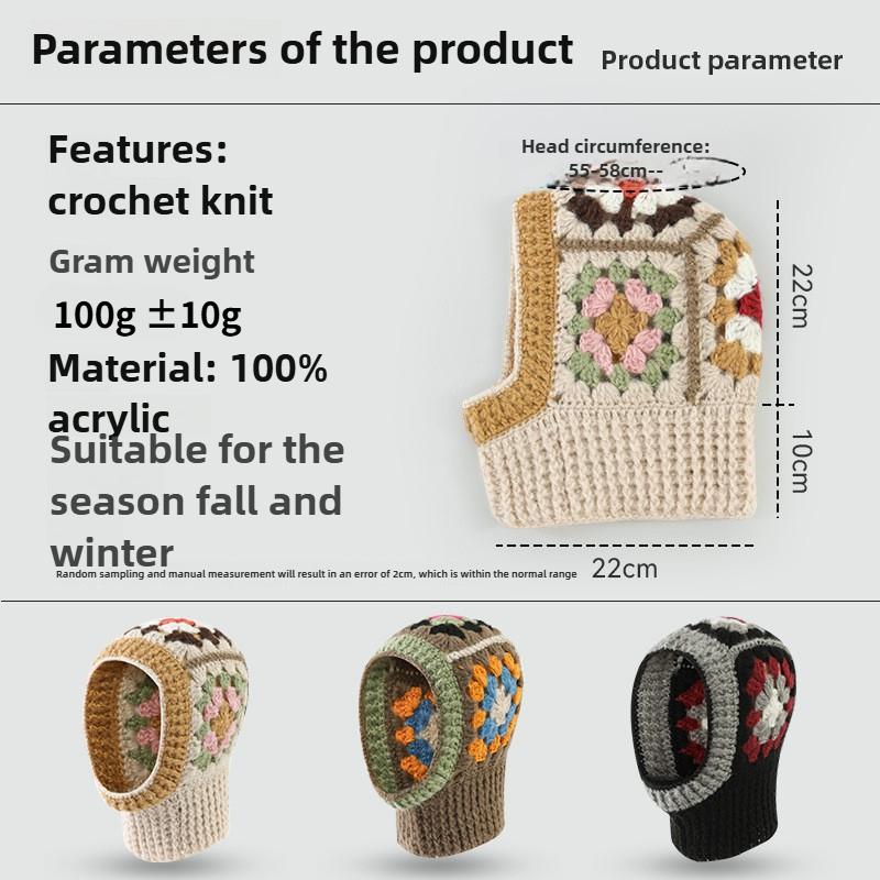 1pc Winter Elegant Knitted Balaclava Hat Windproof Warm Personality Multi-functional Hooded Scarf Balaclava Beanie Hat for Women