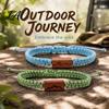 Simple Two Tone Woven Cord Adjustable Rope Bracelet with Wooden Charm Ocean Wave/Mountain for Durable Wear Resistant String Wristband Women
