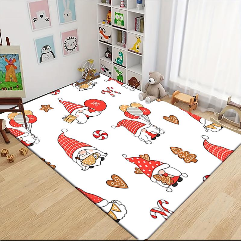 1Pc Gnome Christmas Tree Celebration Carpet Rug Soft Washable Antislip Home Living Room Sofa Mats Personalized Christmas Rug