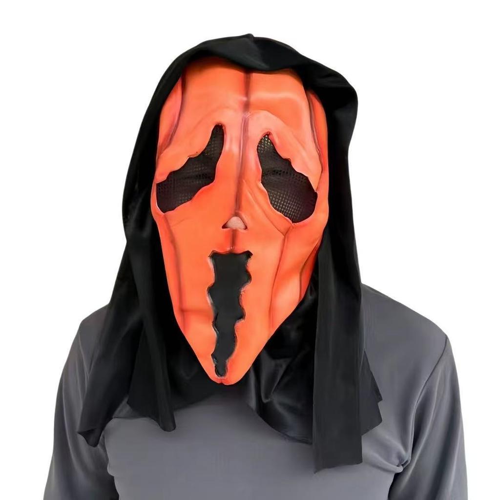 Open-mouthed scream, horror movie headgear, masquerade costume, scary ghost mask, Halloween party prop