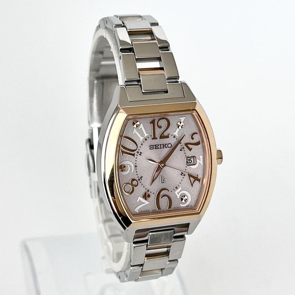 Used [In operation] Polished SEIKO LUKIA women's watch radio solar good condition pink silver dial gold s2382