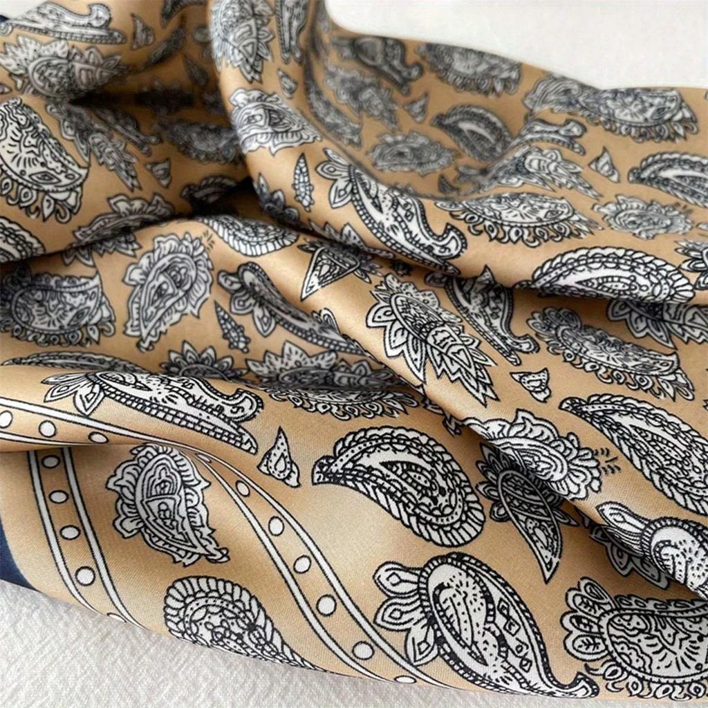 1 Herren-Kopftuch mit Paisley-Print aus Kunstseide mit breiter Krempe, Herrenschal, Geeignet für Freizeit, Outdoor-Aktivitäten,