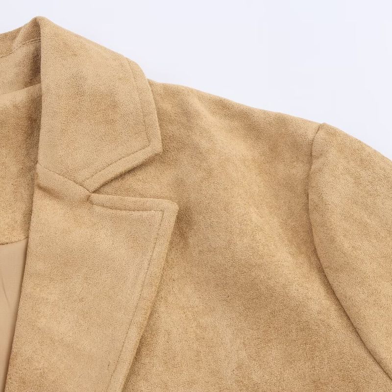 Kaslead New Women clothes Western Style Fashion Simple Suede Coat Outerwear 2969063