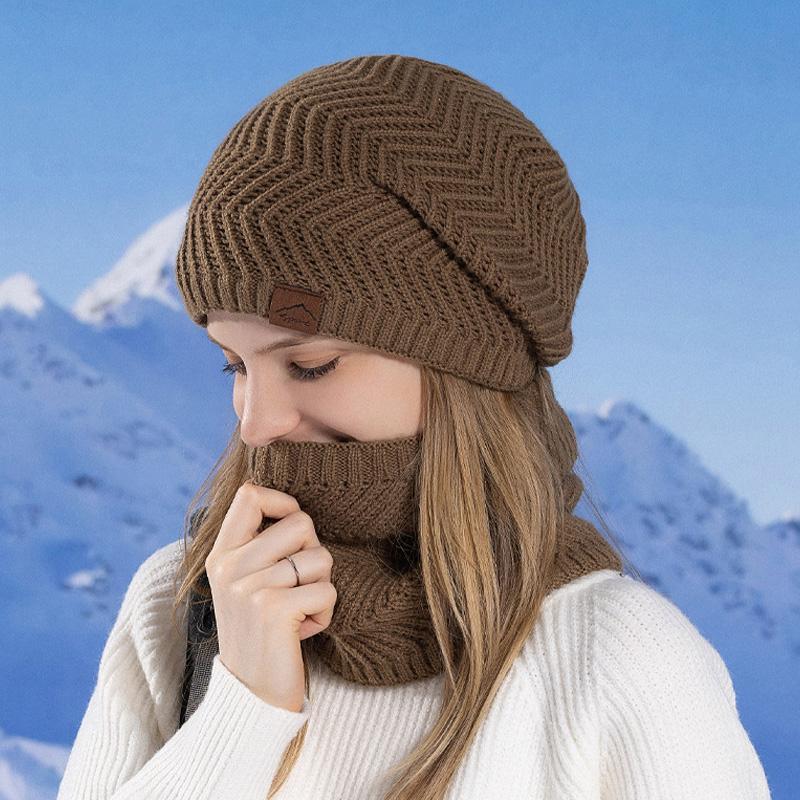 Zimowy Aksamitny Ciepły Zestaw Czapka Szalik Dwuczęściowy Outdoorowy Wiatroodporny Czapka z Dzianiny Wełnianej Kobiety Czapka Chroniąca Uszy