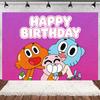 Cartoon Amazing World Birthday Party Decorations Gum&balles Balloon Banner Cake Topper  Rabbit Cat Anime Backdrop Kid Favor Gift
