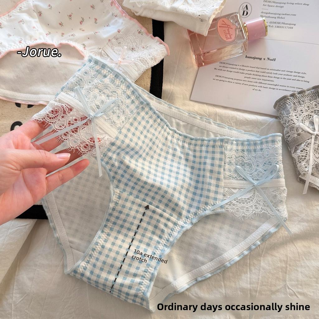 Women's Summer Sweet Floral 10A Antibacterial Cotton Crotch Waist Triangle Briefs
