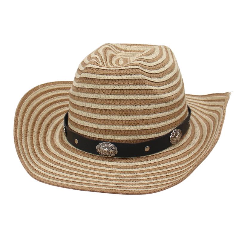 

Men S And Women S Outdoor Beach Hats, Sunscreen Visors, Western Denim Handmade Straw Hats one-size-fits-all straw hat [one-line stripes]