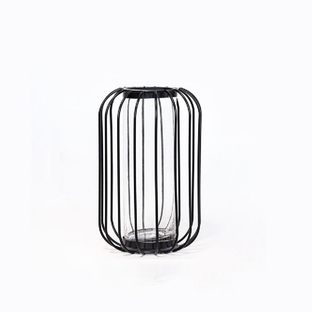 

Metal Frame Geometric Flower Vase Handicraft Nordic Plant Holder Iron Hydroponic Vase Home Decor M чёрный