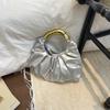 Elegant Glamorous Cloud Bag Solid Color Women Handbag Wrinkled Soft PU Leather Dinner Bag for Prom Banquet