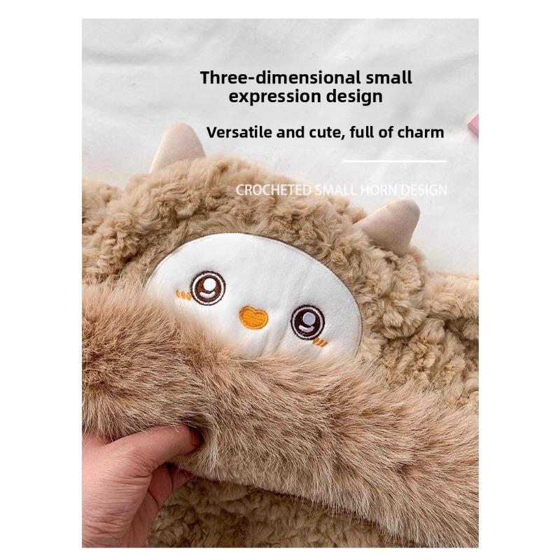 Winter Cute Little Sheep Plush Hat Women's Hat Scarf Integrated Thickened Cold Warm Sweet Lei Feng Hat
