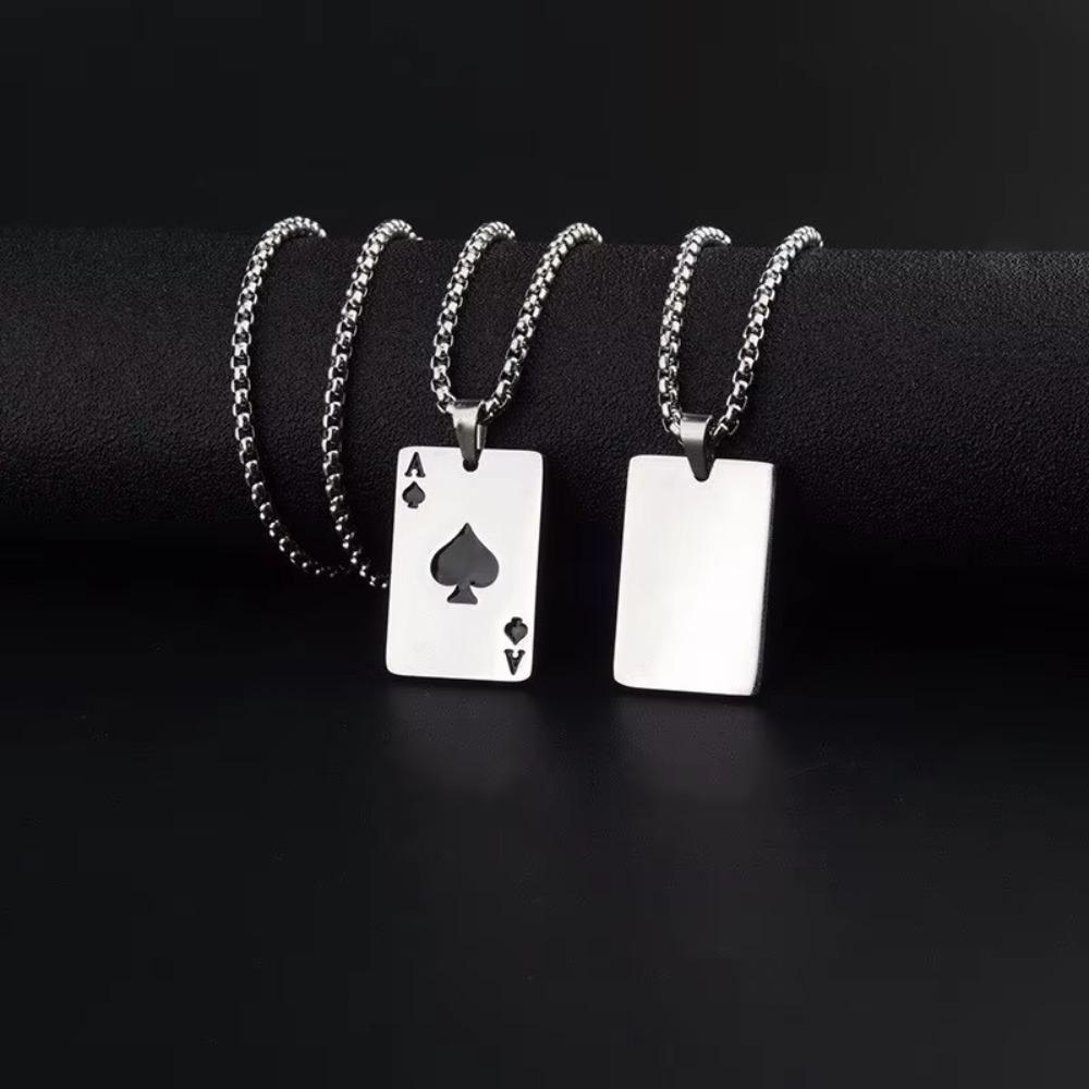 Pro ženy a muže, pokerové karty, eso pikové, náhrdelník z nerezové oceli, hrací karty, šperky