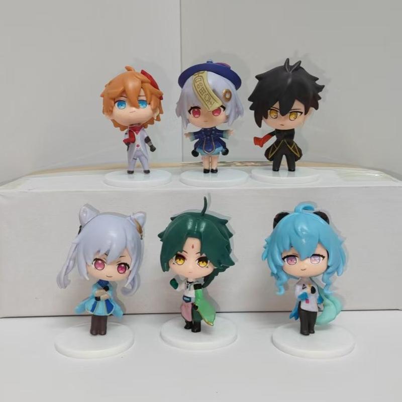 Genshin Impact Q Version Mini Figure Set Anime Game Collectible Statue Doll Desktop Decor Birthday Gift for Fans