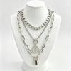 Luxury Style Womens Necklace Set 3-layer Round Pendant OT Clasp Fashion Jewelry