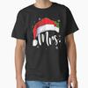 Mrs Christmas Script Font Design Holiday Wife Apparel Classic T Shirt Vintage Washed Homme Stylish Top For Everyday Wear
