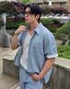 Meleugo [Ordinary People X Mergo] Crop Check Short Sleeve Shirt [Yellow Blue]