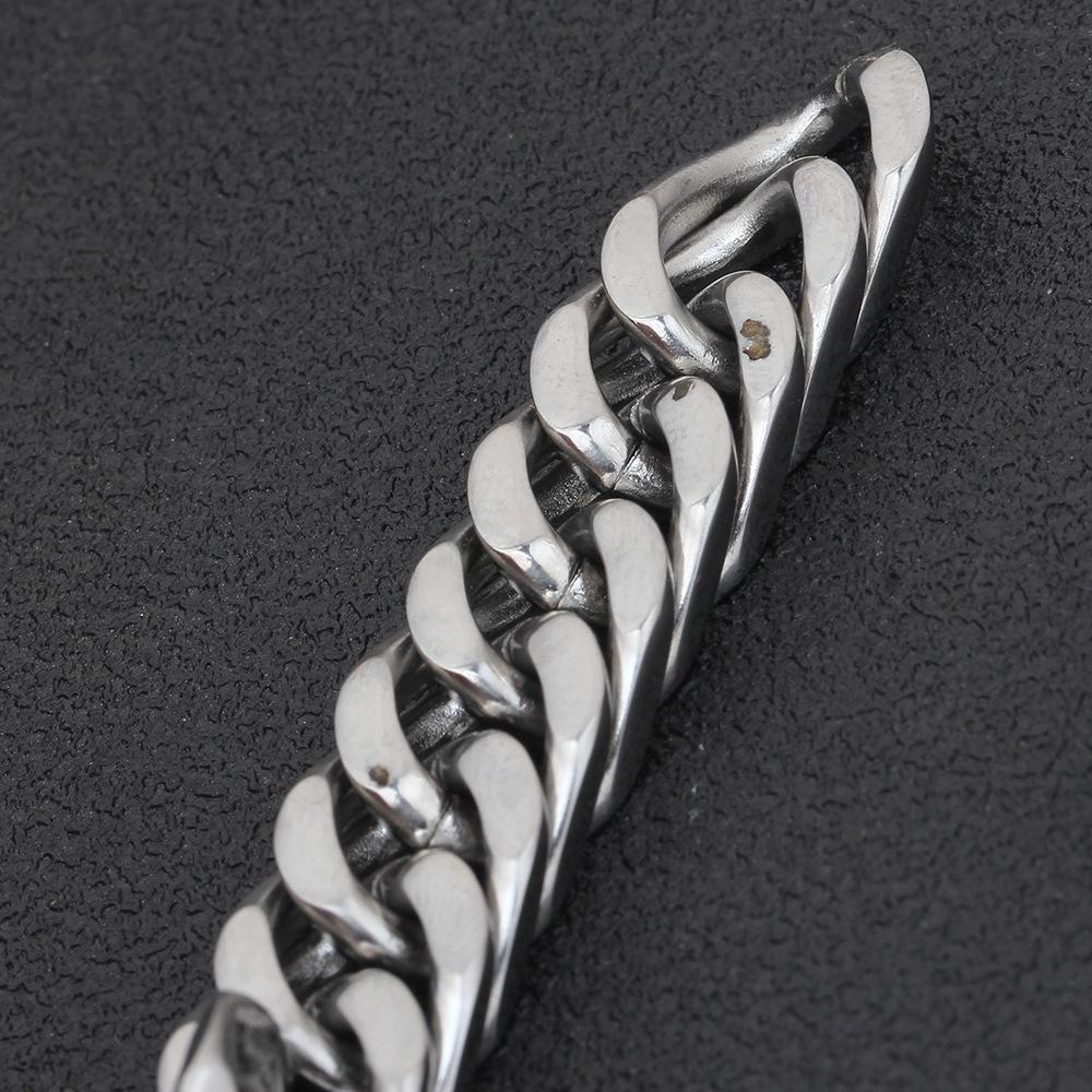 Trendy Men's 11MM Titanium Steel Cuban Chain Bracelet with Square Buckle