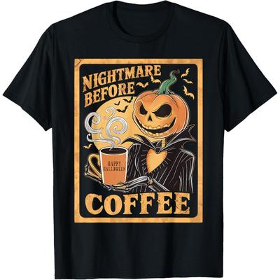 Nightmare Before Coffee Christmas Skeleton Funny Halloween T-Shirt