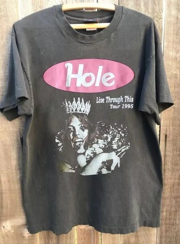 New Hole rock band short sleeve charcoal color Cotton All Size Tee S82101 XL