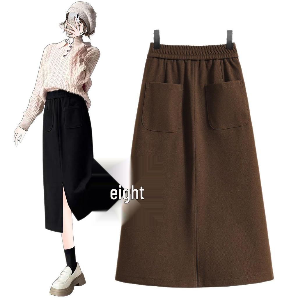 Melaleuca Woolen A-line Midi Skirt - Plus Size Slimming, Hip-Hugging, Spring Design