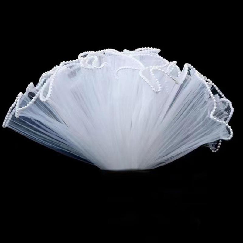 Translucent Pearls Edge Bouquets Wrap Softable Breathable Bouquets Wrap for Weddings and Special Occasion