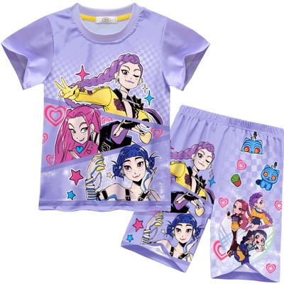 Cartoon-Druck Mode Zuhause Kurzarm Shorts Set Lässig Vielseitige Bekleidungssets Mädchen