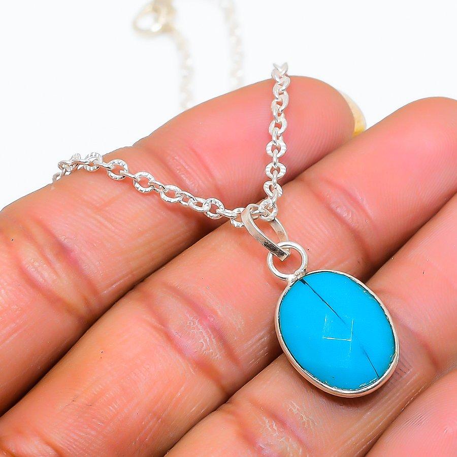 

Arizona Turquoise Gemstone 925 Sterling Silver Jewelry Necklace 20 GK-5439