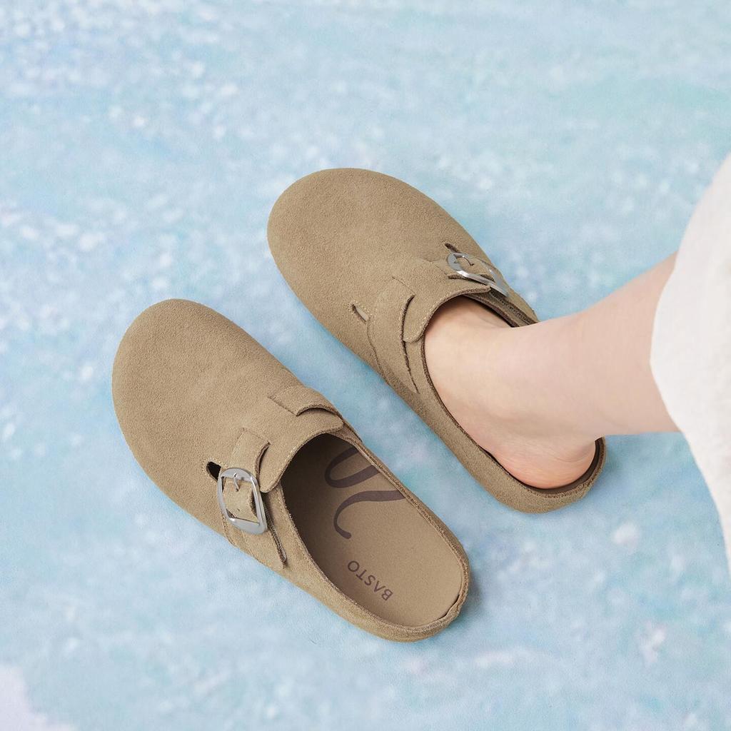 BASTO Flache Freizeit-Halbschuhe zum Hineinschlüpfen für Damen mit offener Zehenpartie