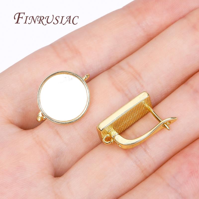 Fashion Natural Shell Round Earrings Clasps Hooks 18K Gold Plated Metal Fasteners Leverback Earrings Findings DIY Supplies