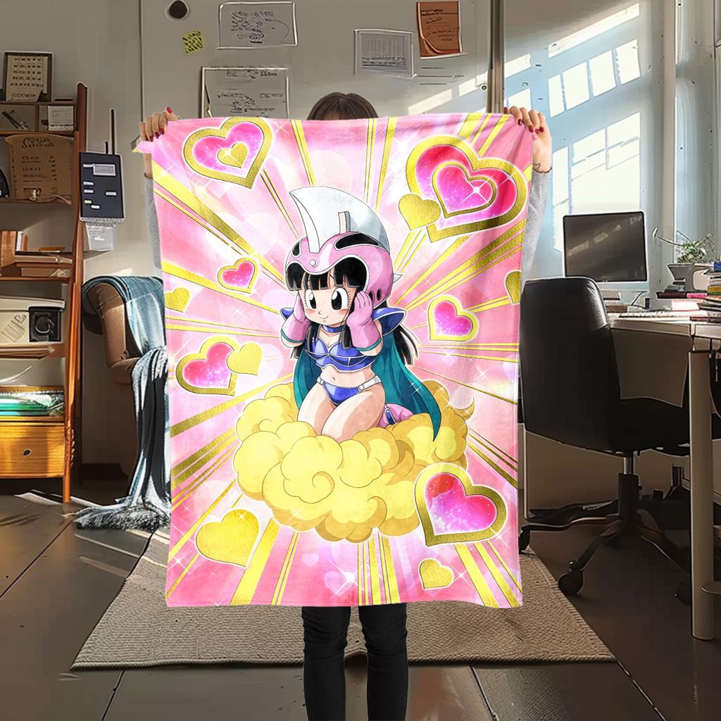 1PC Bulma Bulla DRAGON BALL Print Flannel Blanket, High quality All Seasons, Home Decor, Warmth and Comfort, Perfect for Christmas Gifts