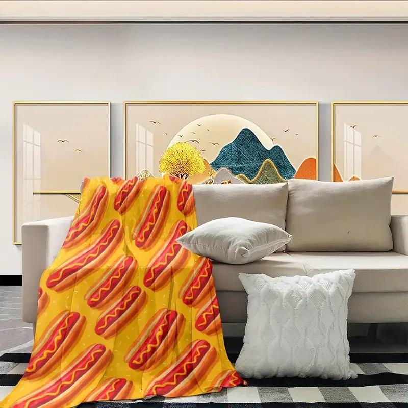 Dog Print Flannel Blanket Suitable for Bed, Office, Home, Camping, Sofa, Comfortable and Warm, Halloween and Christmas