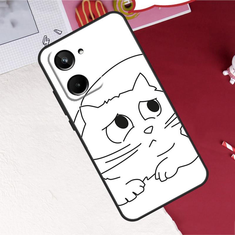 Funny Cute Cat Line Art For Realme 10 11 12 13 14 Pro Plus GT6 GT7 15 Pro C61 C67 C63 C71 C55 C51 C65 C53 C75 Case
