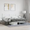 Metal Bed Frame with Headboard White 150x200 cm