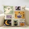 Spooky Cute Halloween Ghost Cat Cushion Cover Natural Linen Fabric Double-Sided Printing Breathable Perfect For Home Decor