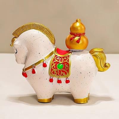 Cartoon Rotatable Zodiac Horse Ornaments Lucky Bag Ingot Good Luck Resin Horse Statue Desktop Ornament Desktop Decor