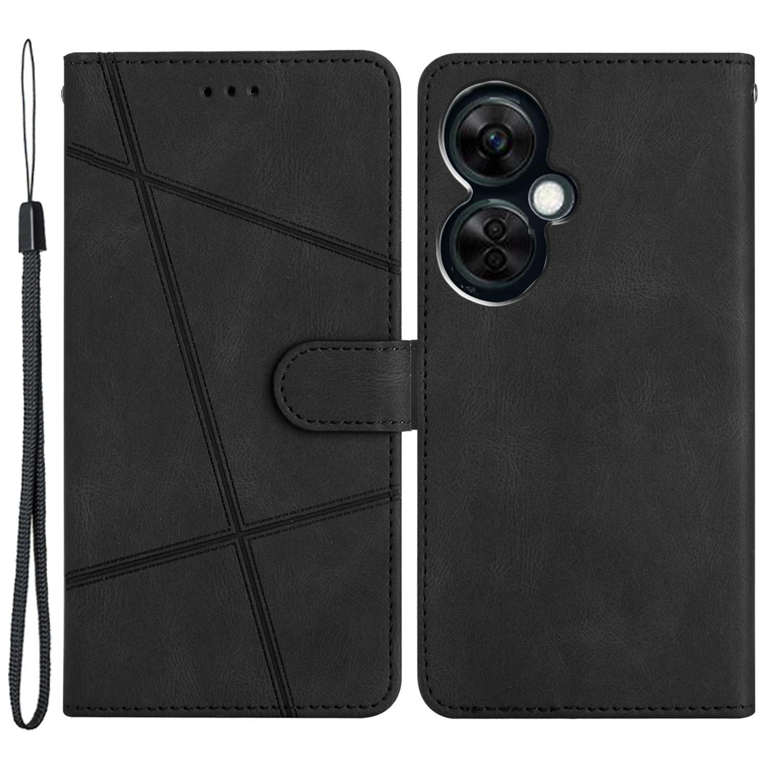 

Stand Cover for OnePlus Nord CE 3 Lite 5G/Nord N30 5G Leather Phone Wallet Case Crazy Horse Texture Imprinted Lines Shell Black