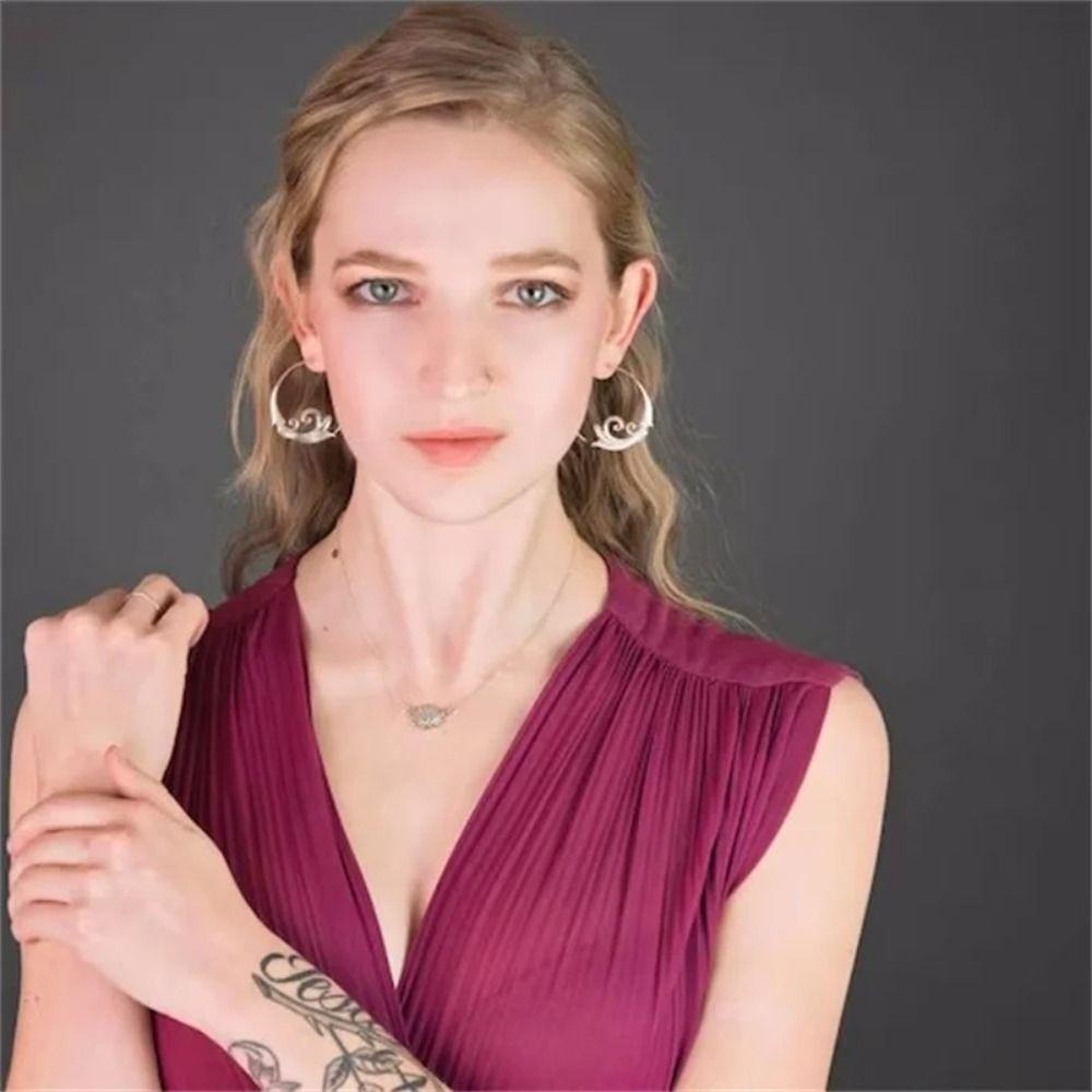

Metal Round Earrings Jewelry Gift Hoop Earrings Delicate Geometry Earrings Women