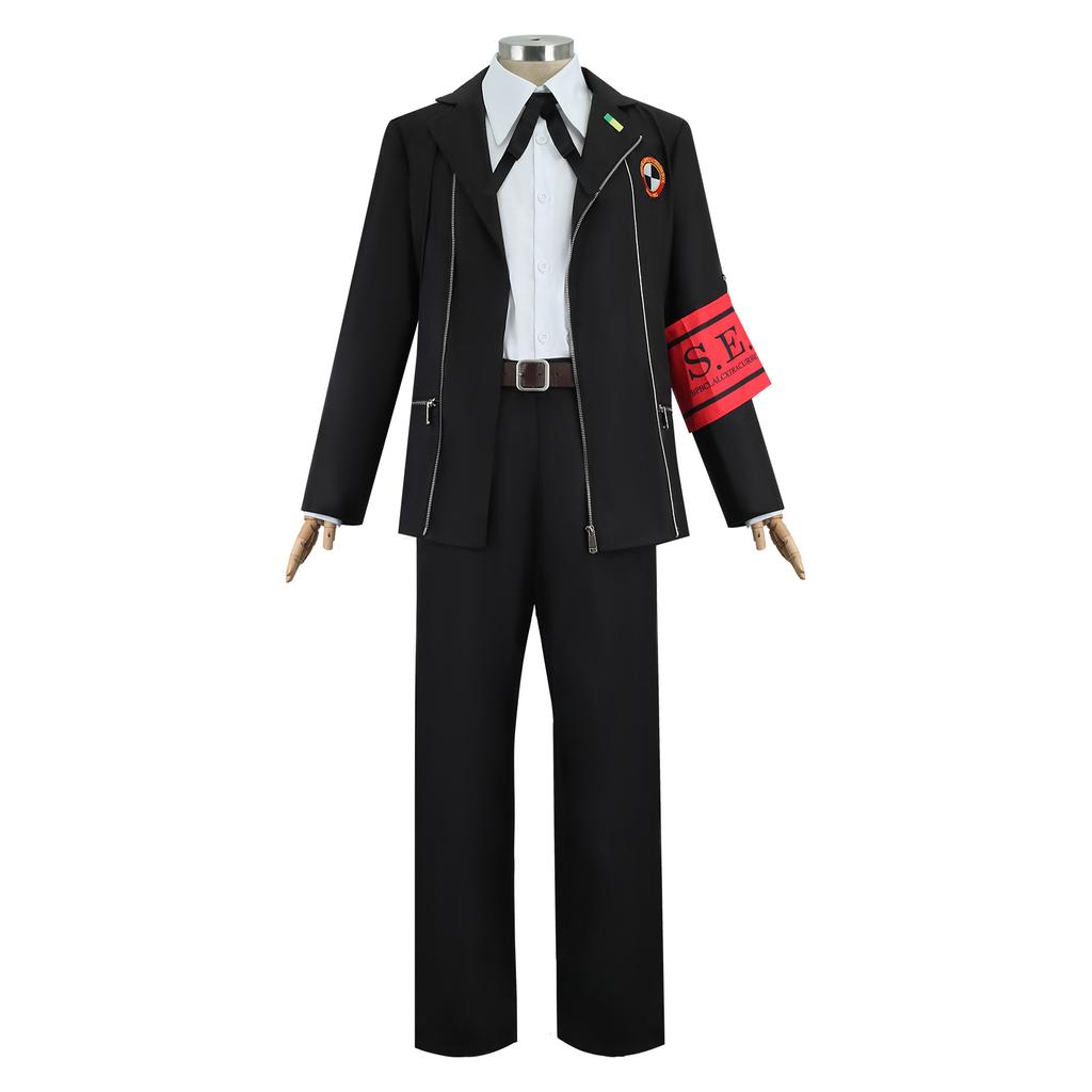 Spiel P3 Makoto Yuki Cosplay Kostüm Perücke Gekkoukan High School Uniform Stickerei Schwarz Anzug Hosen Hemd Tägliches Tragen Geschenke
